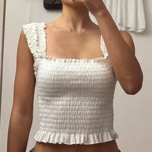 Urban Outfitters white smocked tank top - Size Small